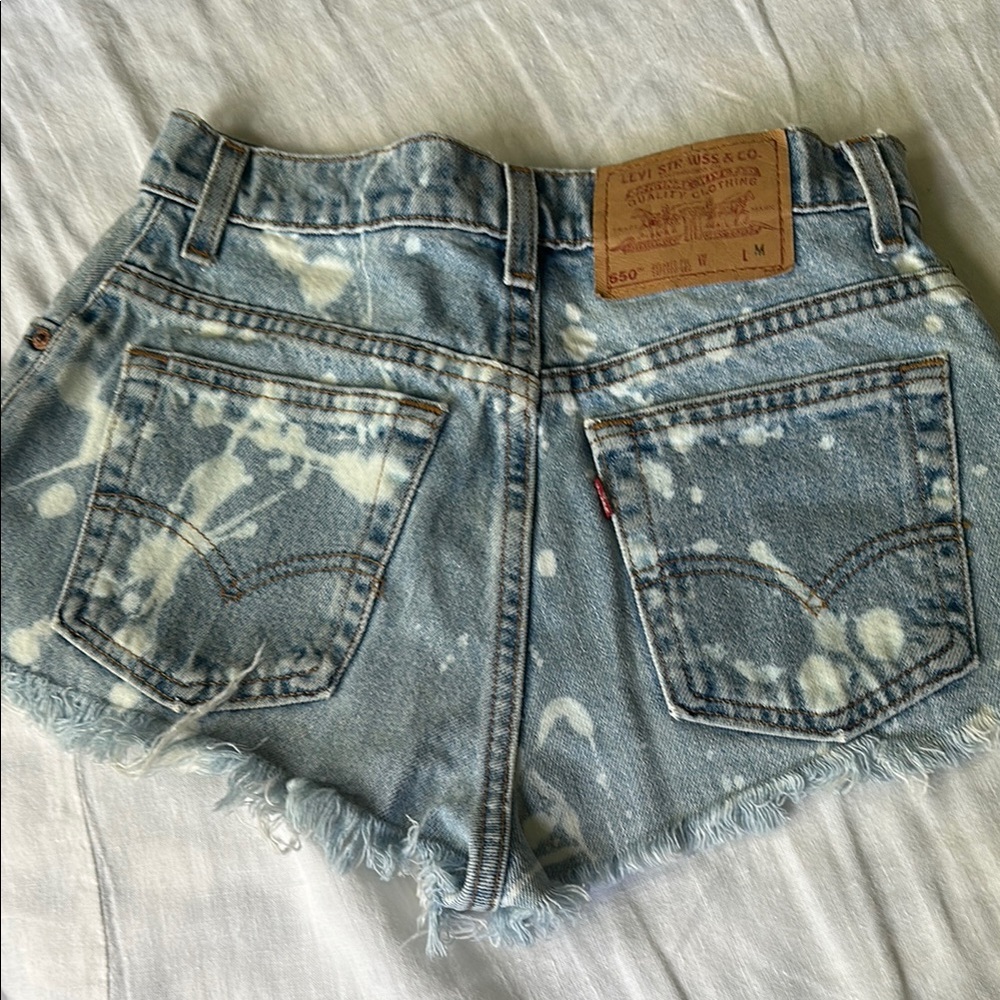 Levi's Blue Distressed Jean Shorts High-Waisted